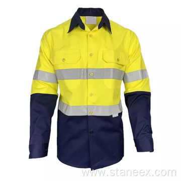 Long Sleeve Safety Work Shirt With Reflective Tape